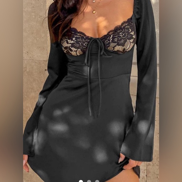 NWOT Princess Polly Layla Black Long Sleeve Mini Dress - Picture 7 of 7